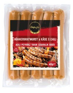 Eksioglu Sosis -  H&uuml;hnerbratwurst K&auml;se und Chili 400g MHD 04.09.2026