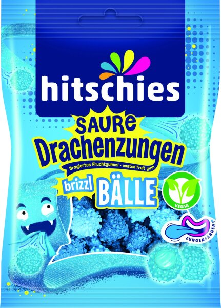 Hitschies Saure Drachenzung.brizzl B&auml;lle blau 100g